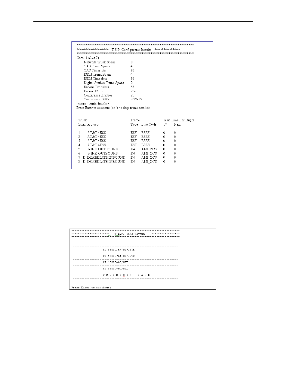 Displaying card layout, Saving a configuration | Avaya CPSEE_TSP500 User Manual | Page 152 / 216