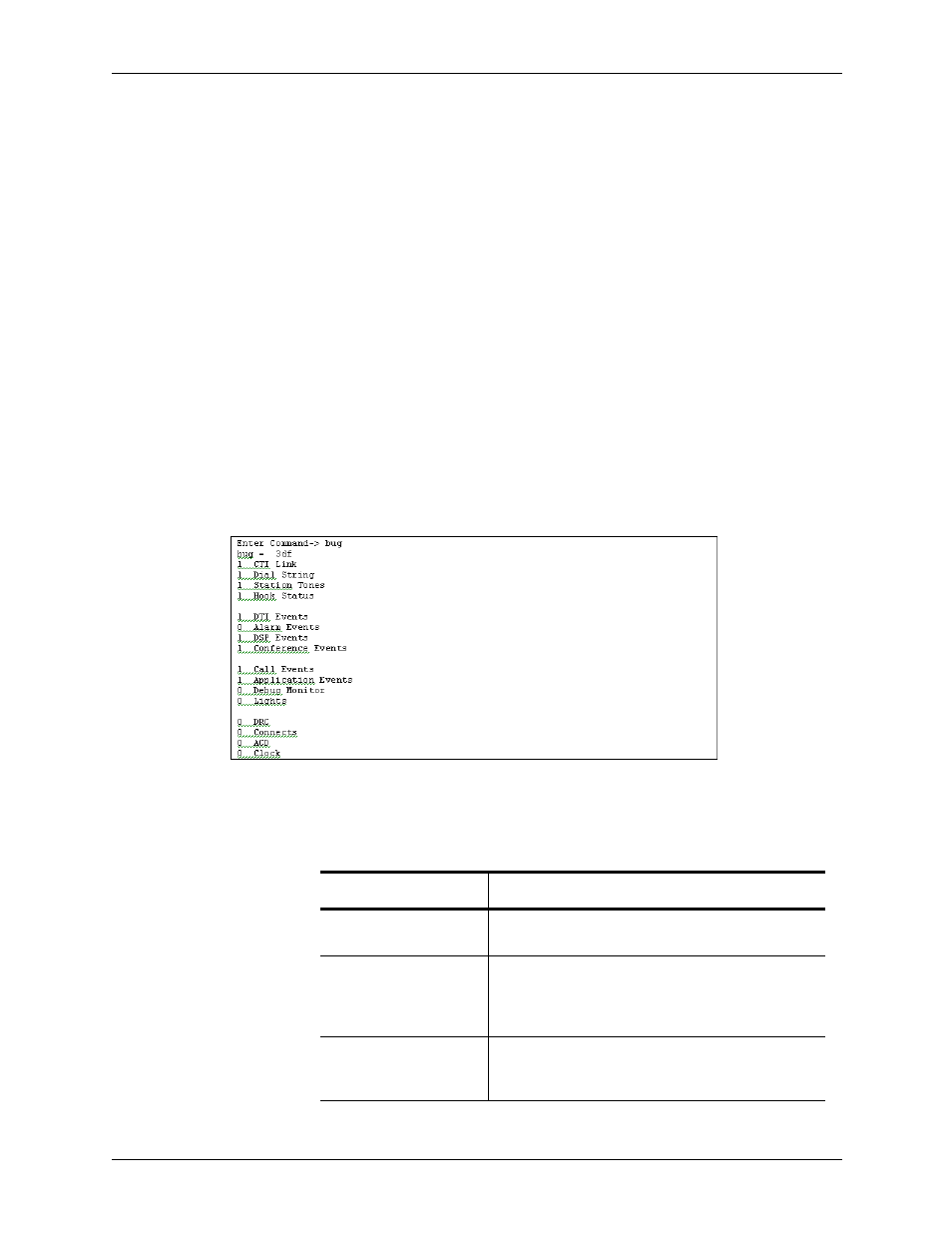 List of commands, List of commands -3, Bug -3 | Avaya CPSEE_TSP500 User Manual | Page 73 / 216