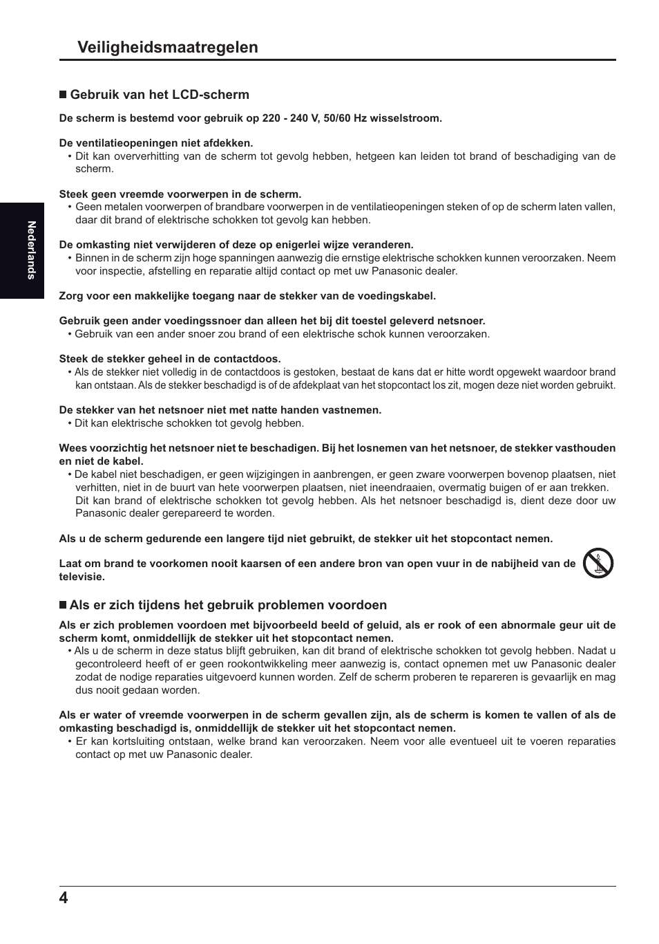 Veiligheidsmaatregelen | Panasonic TH50LFE6E User Manual | Page 18 / 56