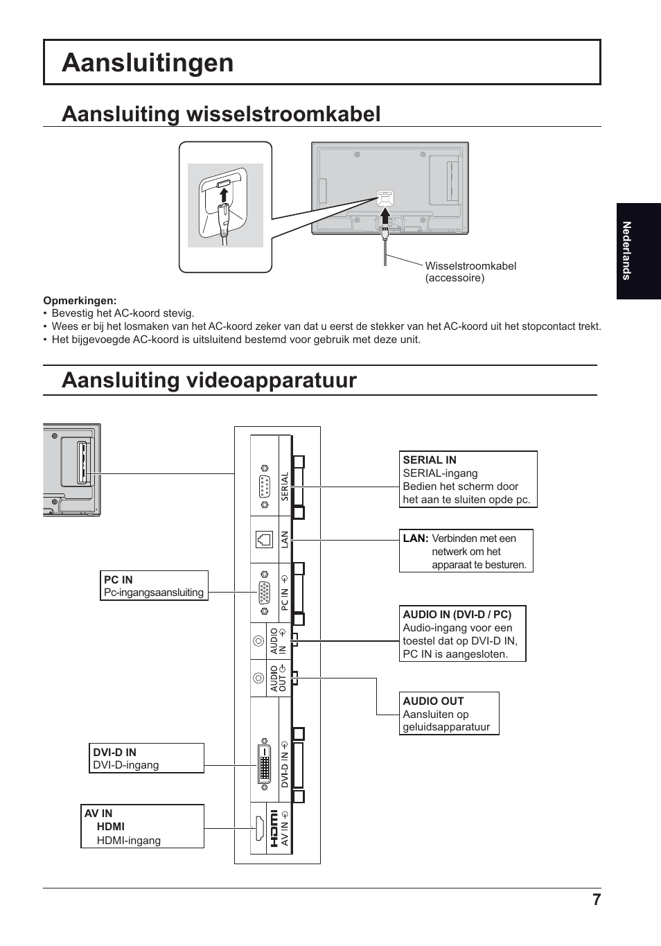 Aansluitingen | Panasonic TH50LFE6E User Manual | Page 21 / 56