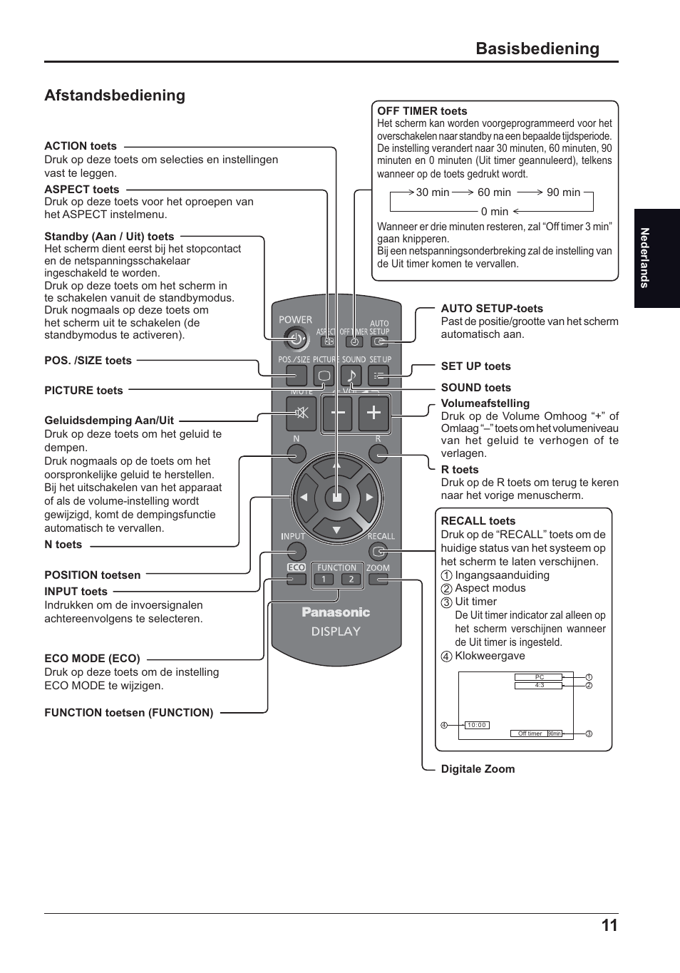 Basisbediening, Afstandsbediening | Panasonic TH50LFE6E User Manual | Page 25 / 56