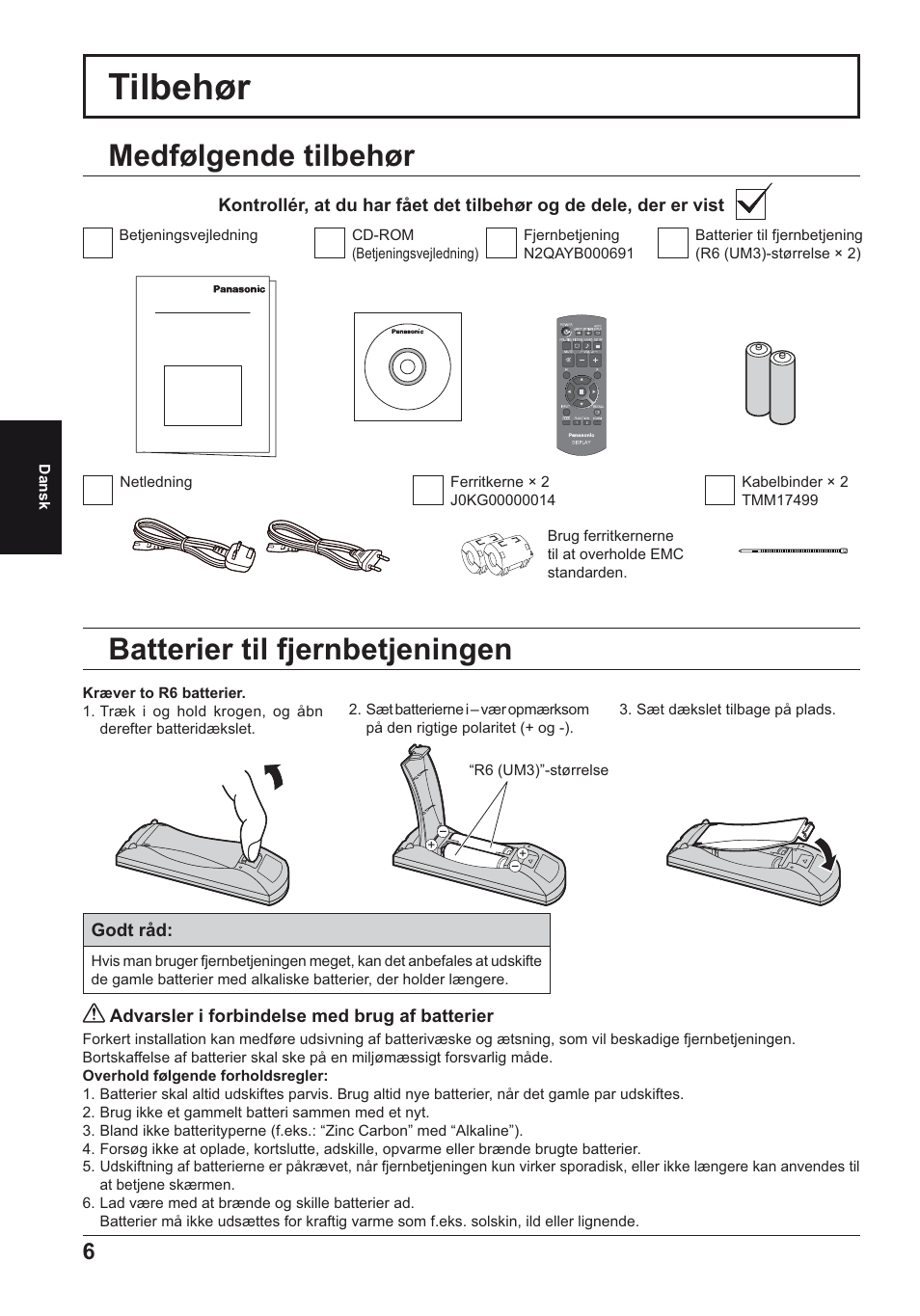 Tilbehør | Panasonic TH50LFE6E User Manual | Page 34 / 56