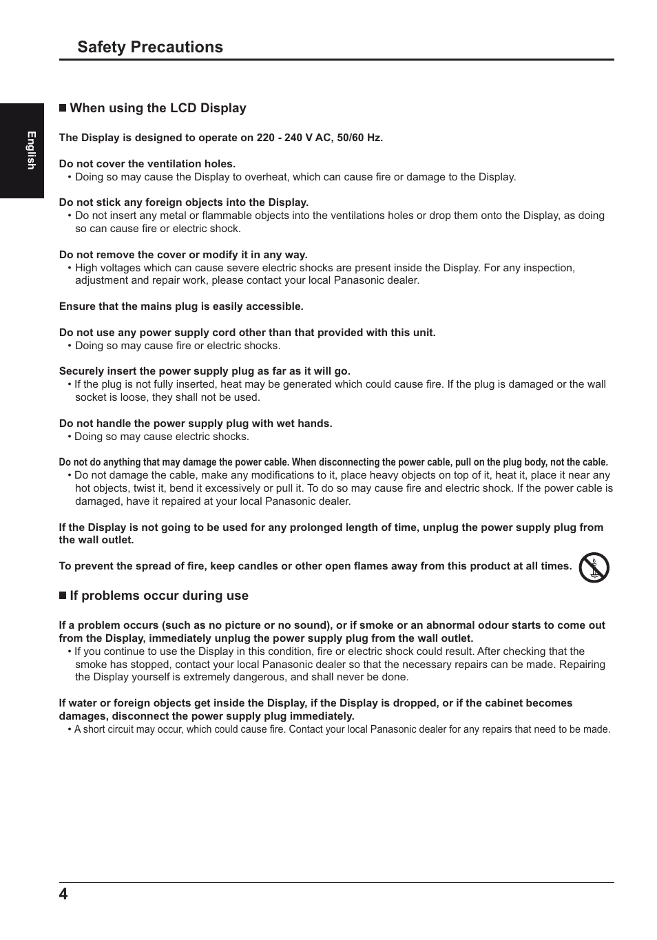 Safety precautions | Panasonic TH50LFE6E User Manual | Page 4 / 56