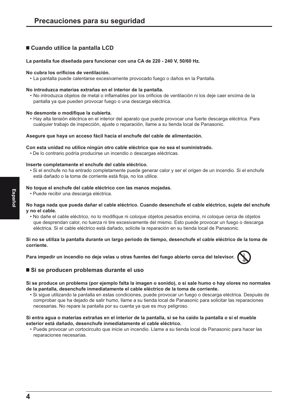 Precauciones para su seguridad | Panasonic TH50LFE6E User Manual | Page 46 / 56