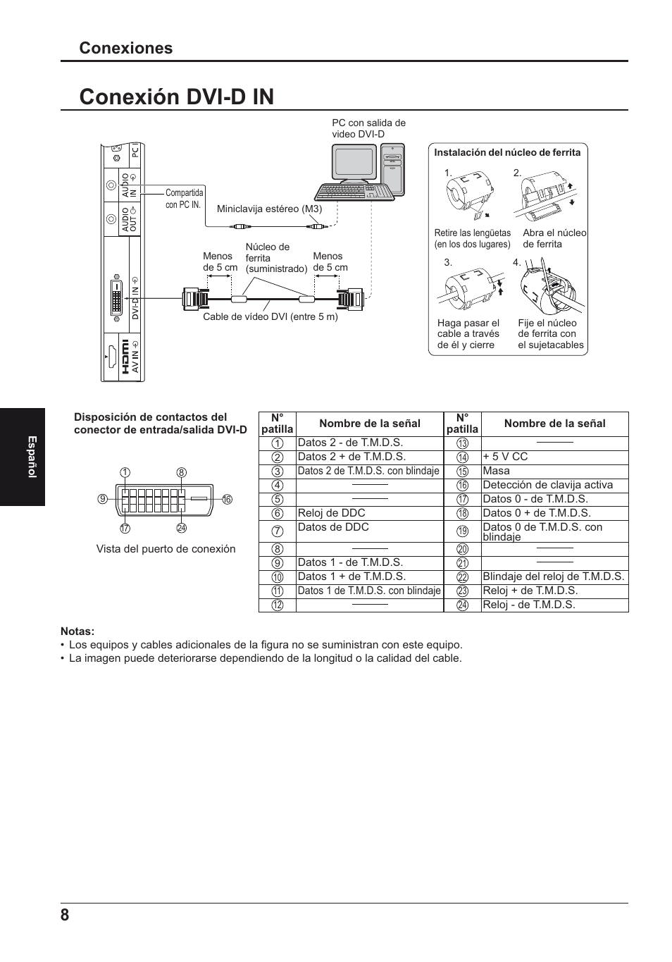 Conexión dvi-d in, Conexiones | Panasonic TH50LFE6E User Manual | Page 50 / 56