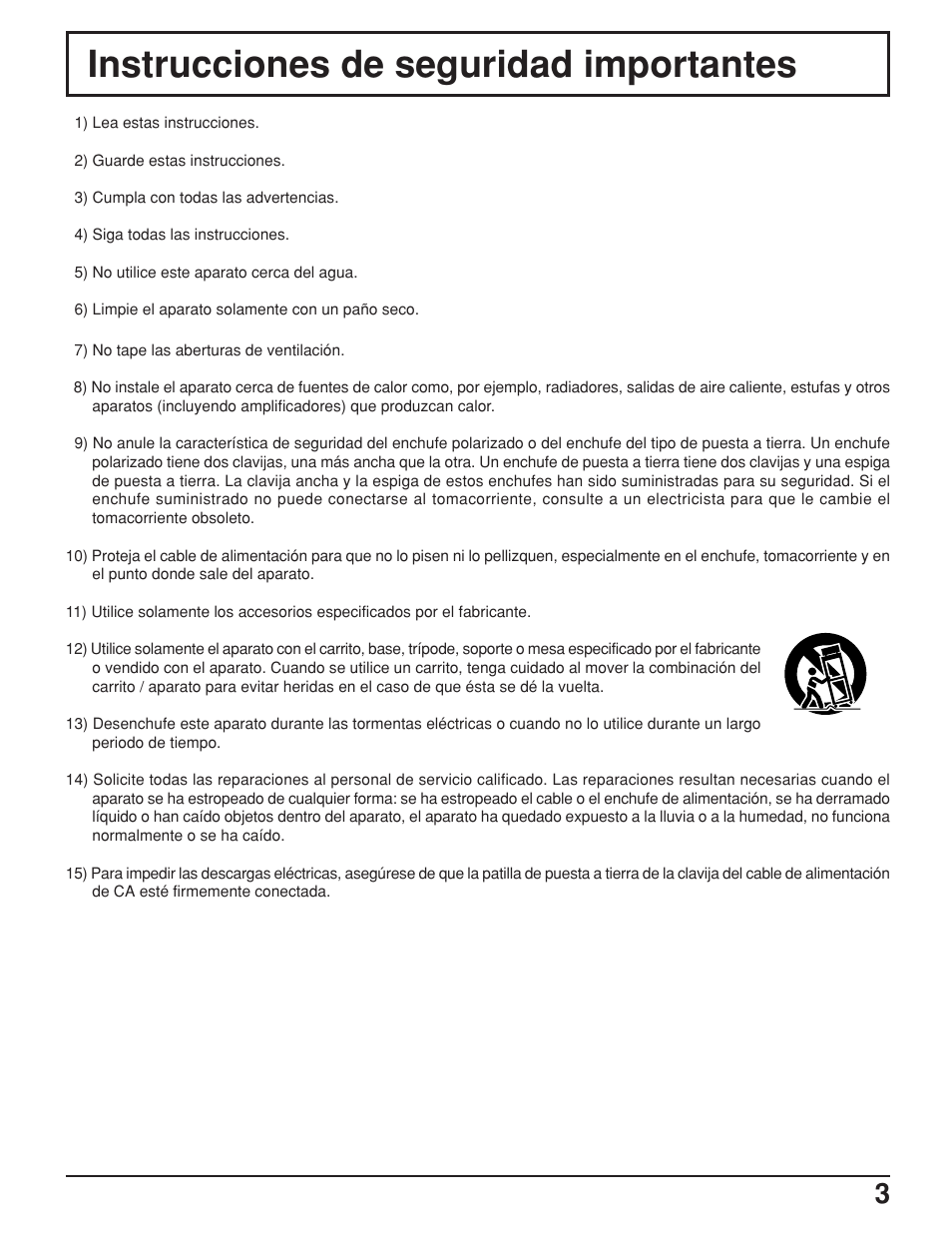 Instrucciones de seguridad importantes | Panasonic TH42PX25UP User Manual | Page 3 / 68