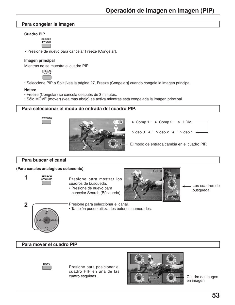 Operación de imagen en imagen (pip) | Panasonic TH42PX25UP User Manual | Page 53 / 68