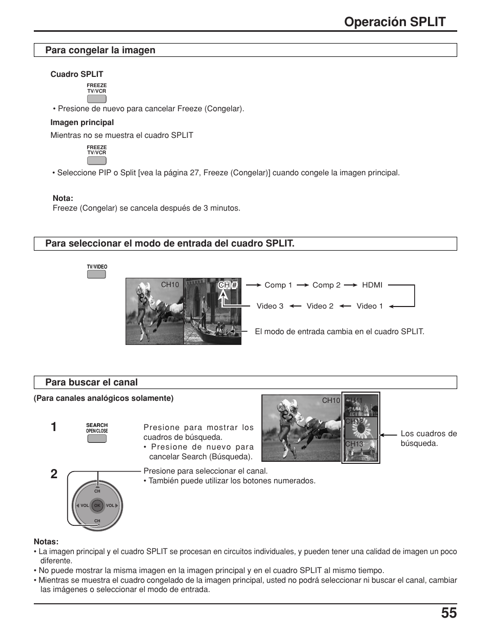 Operación split | Panasonic TH42PX25UP User Manual | Page 55 / 68