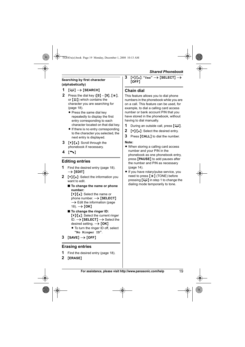 Panasonic KXTG6431 User Manual | Page 19 / 64