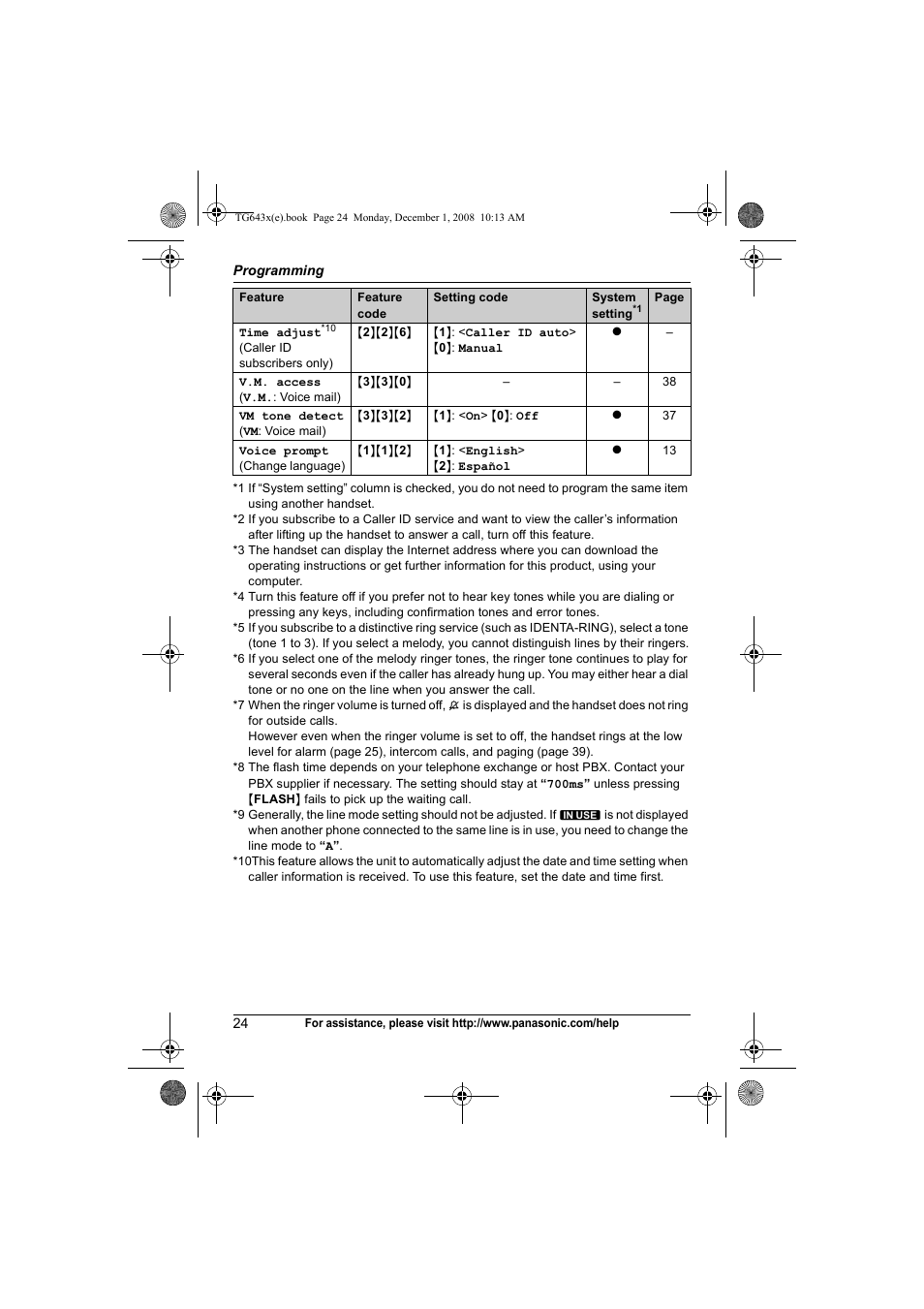 Auto talk, Key tone, Ringer tone | Ringer volume, Time, Set line mode | Panasonic KXTG6431 User Manual | Page 24 / 64