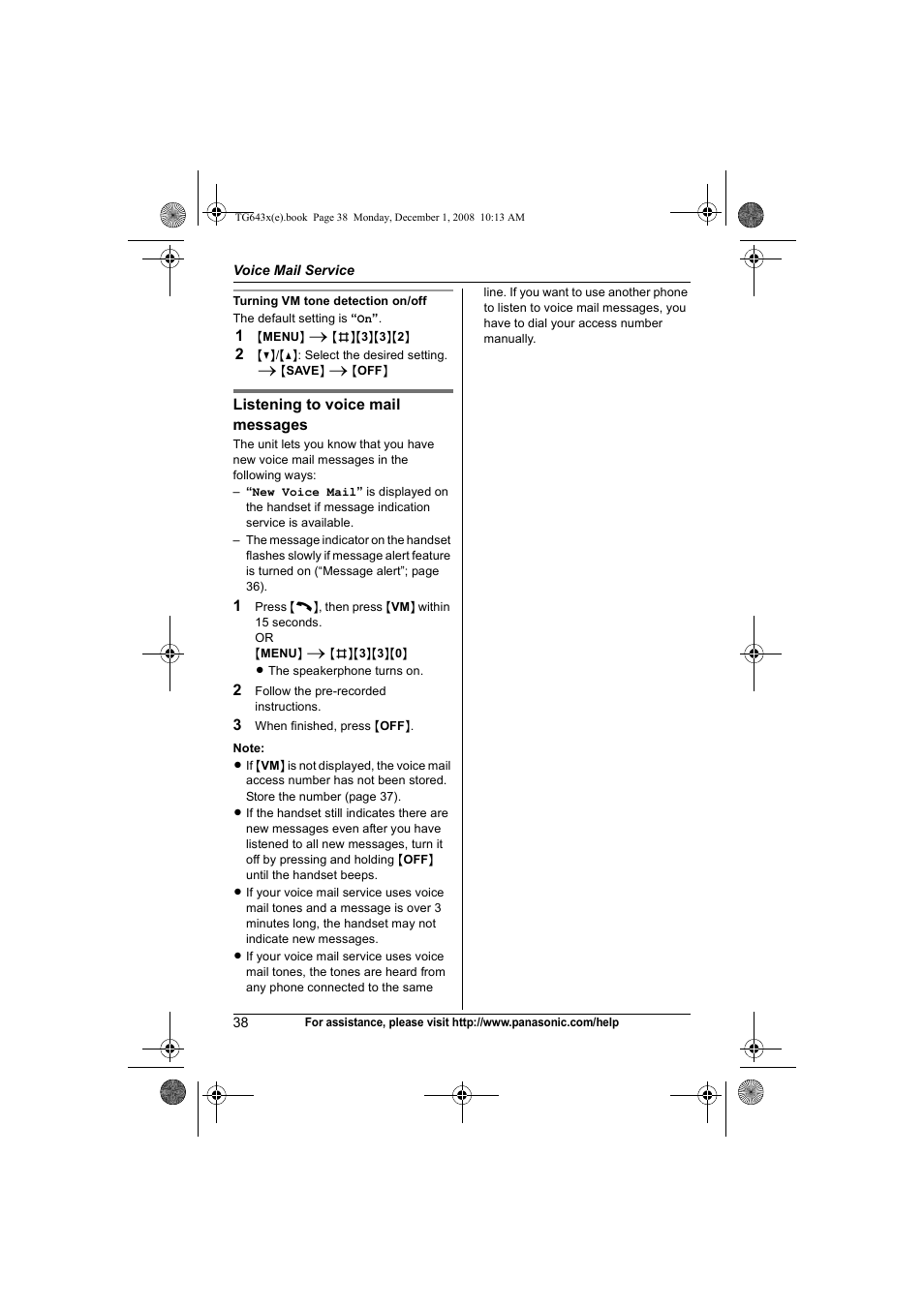 Panasonic KXTG6431 User Manual | Page 38 / 64