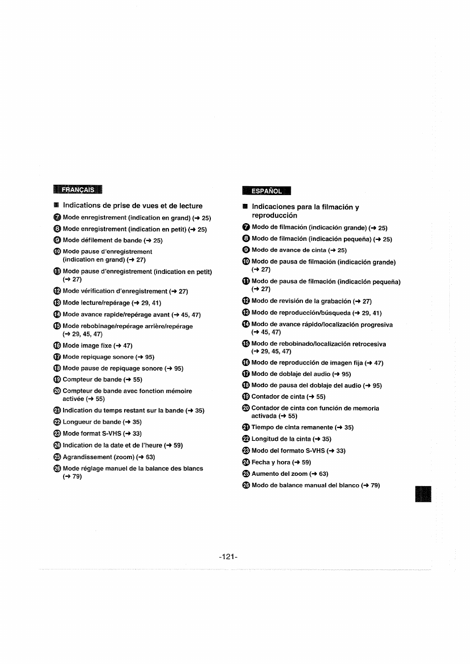 Indicaciones para la filmación y reproducción | Panasonic NVS90E User Manual | Page 121 / 132