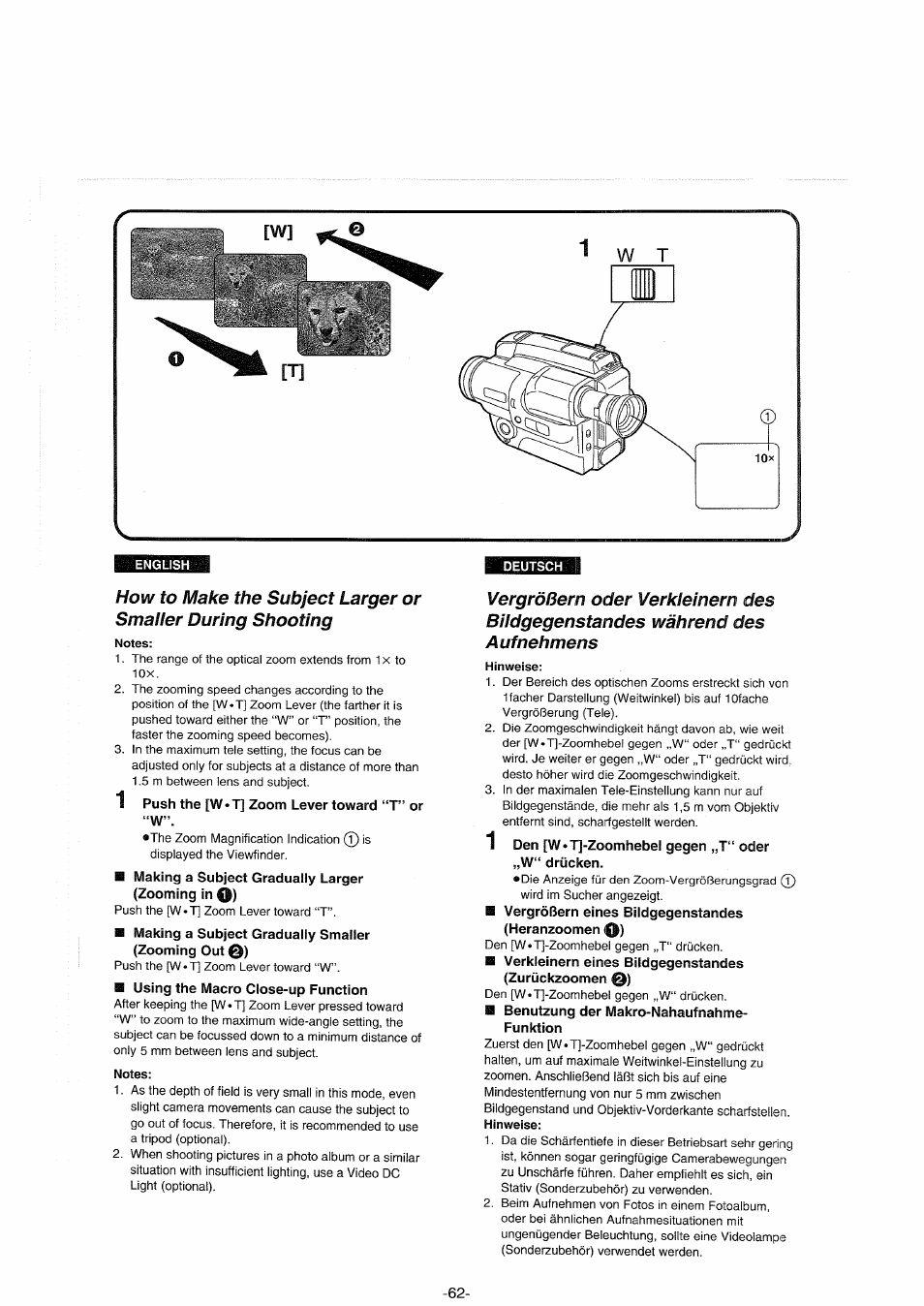 Notes, Hinweise | Panasonic NVS90E User Manual | Page 62 / 132