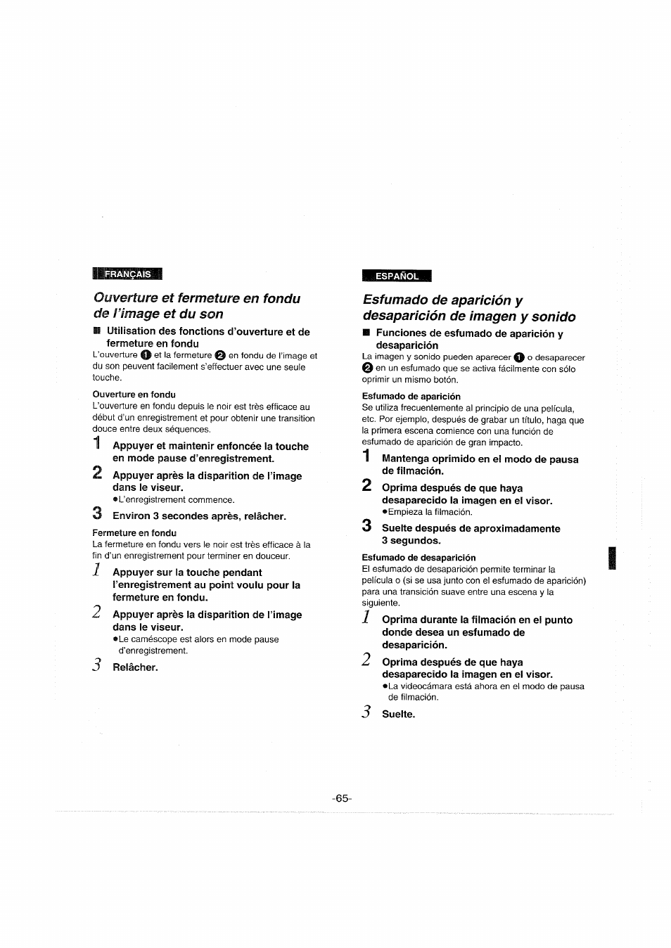 Ouverture en fondu | Panasonic NVS90E User Manual | Page 65 / 132