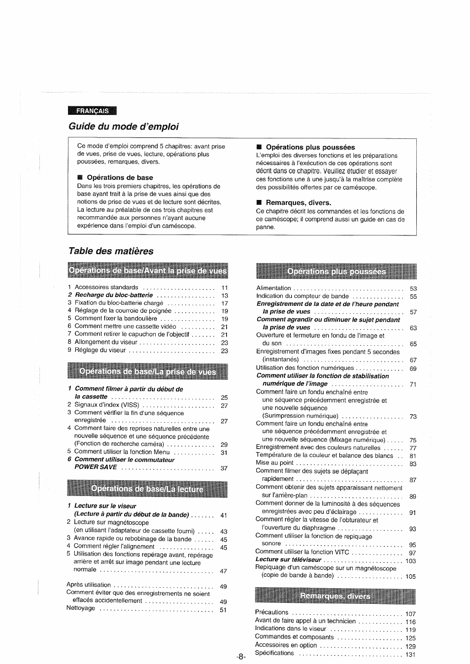 Panasonic NVS90E User Manual | Page 8 / 132