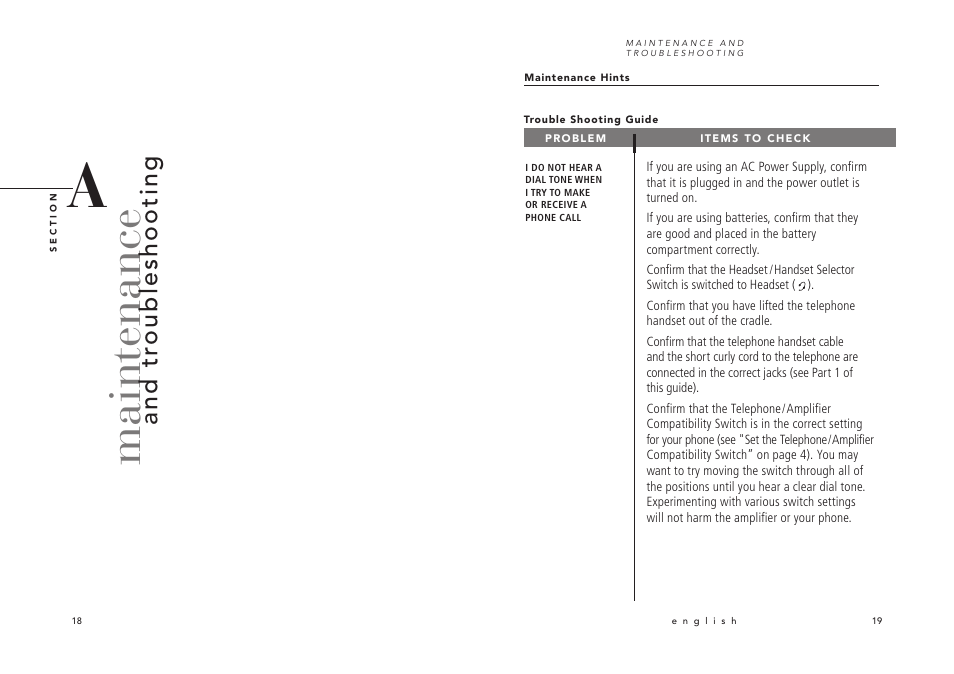 Mai n tenance, And tr ouble shooting | Avaya Switcher User Manual | Page 15 / 52