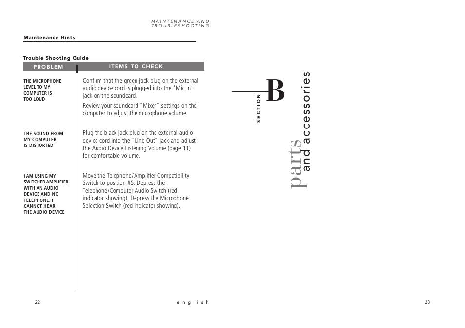 Parts, And acce sso rie s | Avaya Switcher User Manual | Page 17 / 52
