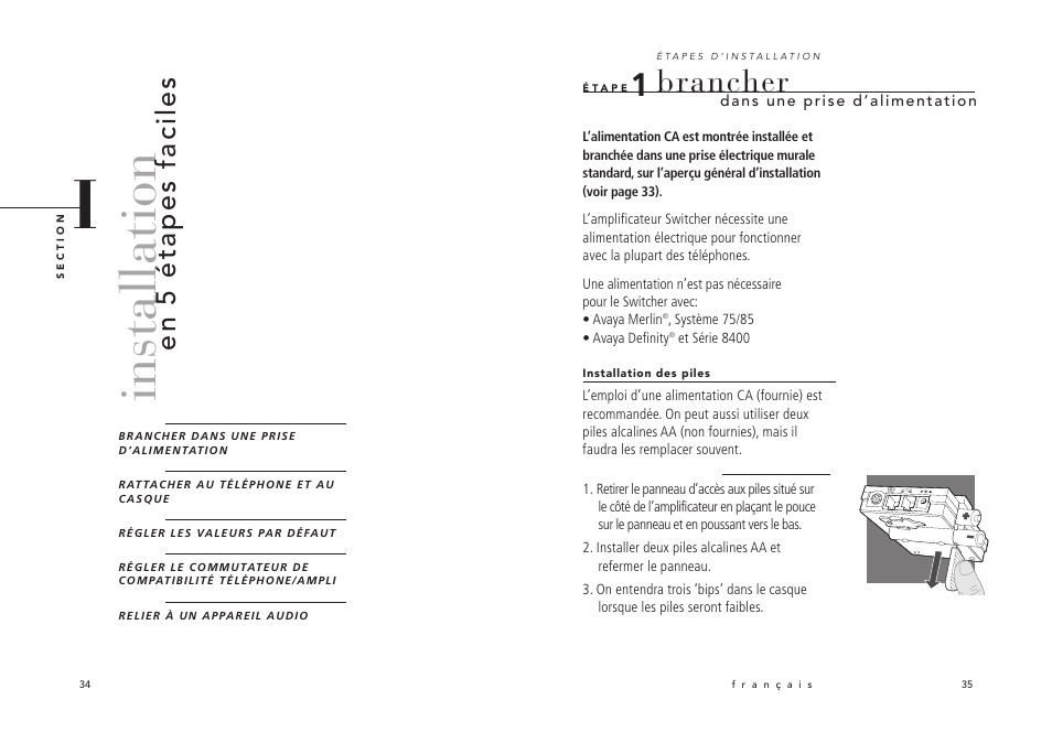 Installation, Brancher, En 5 étapes faciles | Avaya Switcher User Manual | Page 22 / 52