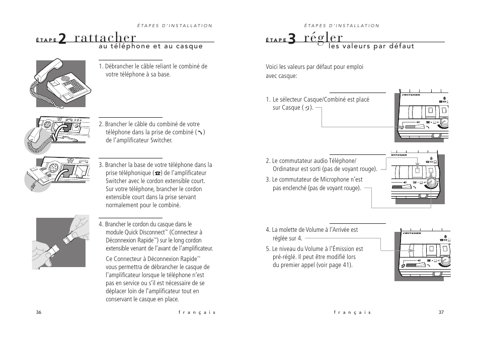 Rattacher, Régler | Avaya Switcher User Manual | Page 23 / 52