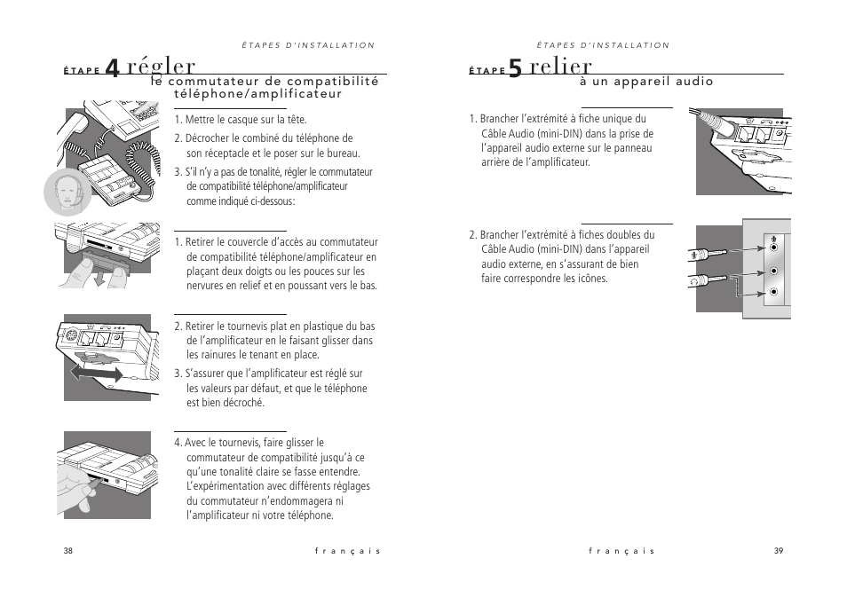 Régler, Relier | Avaya Switcher User Manual | Page 24 / 52