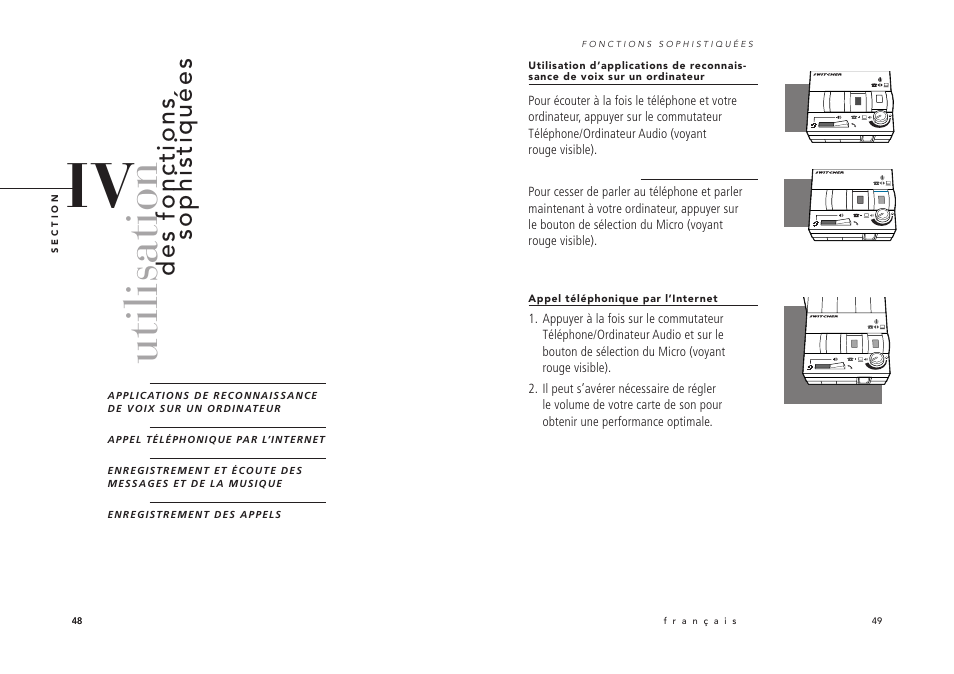 Utilisation, Des fonctions sophistiquées | Avaya Switcher User Manual | Page 29 / 52