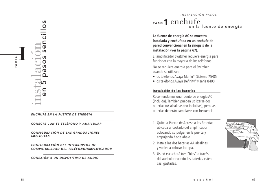 Instalación, Enchufe, En 5 pasos sencillos | Avaya Switcher User Manual | Page 38 / 52