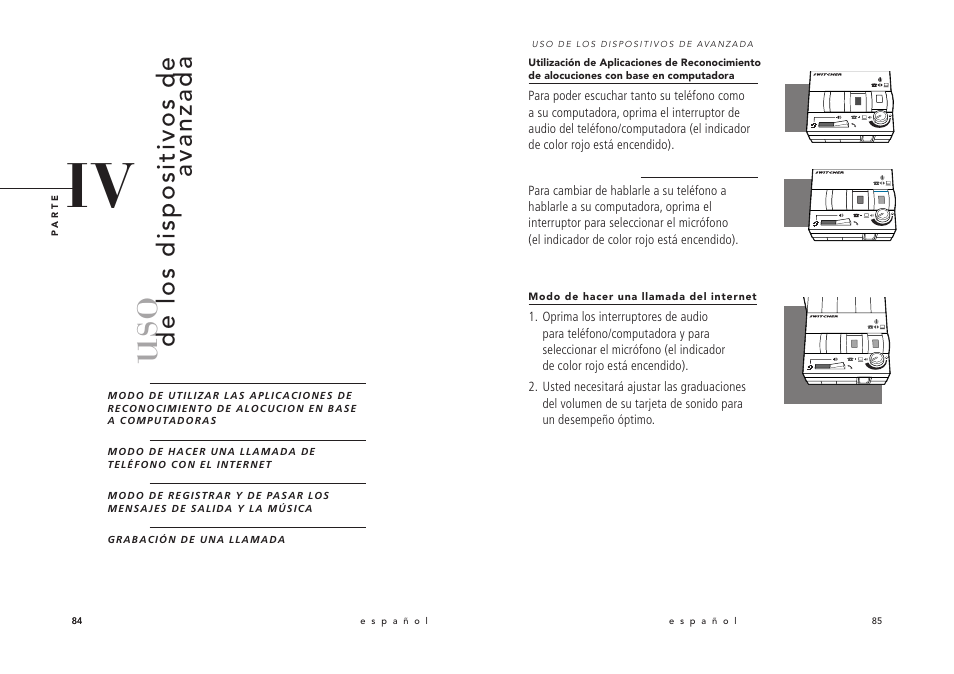 De los dispositivos de avanzada | Avaya Switcher User Manual | Page 46 / 52