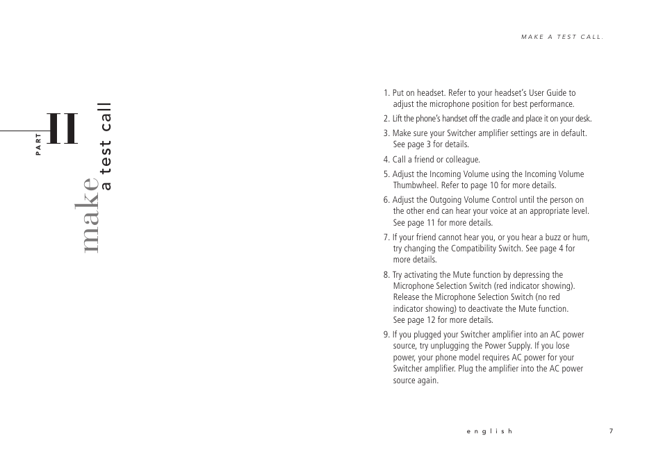 Make, A te st call | Avaya Switcher User Manual | Page 9 / 52