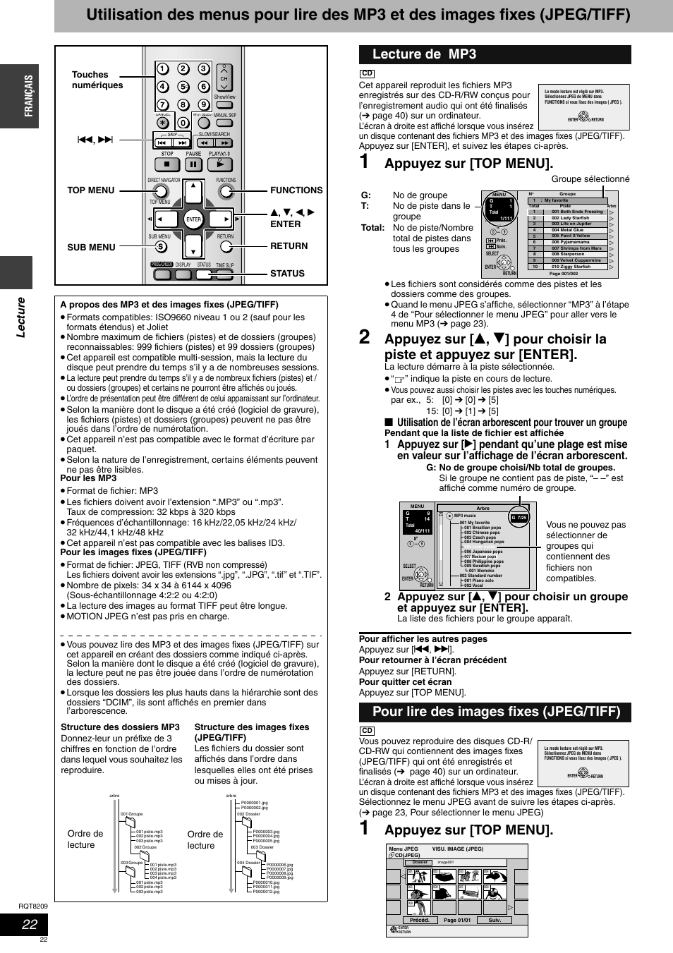 Appuyez sur [top menu, Le ct ure, França is | Panasonic DMRES20 User Manual | Page 22 / 156