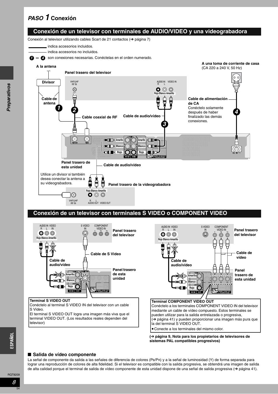 Paso, Conexión | Panasonic DMRES20 User Manual | Page 54 / 156