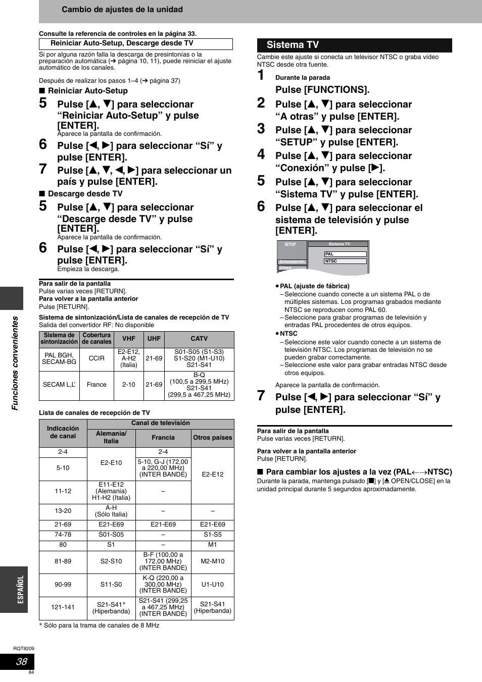 Pulse [functions, Sistema tv | Panasonic DMRES20 User Manual | Page 84 / 156