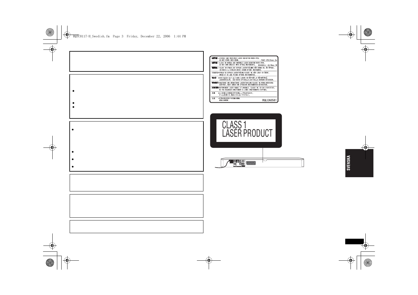 Class 1 laser product | Panasonic DVDS33 User Manual | Page 51 / 80