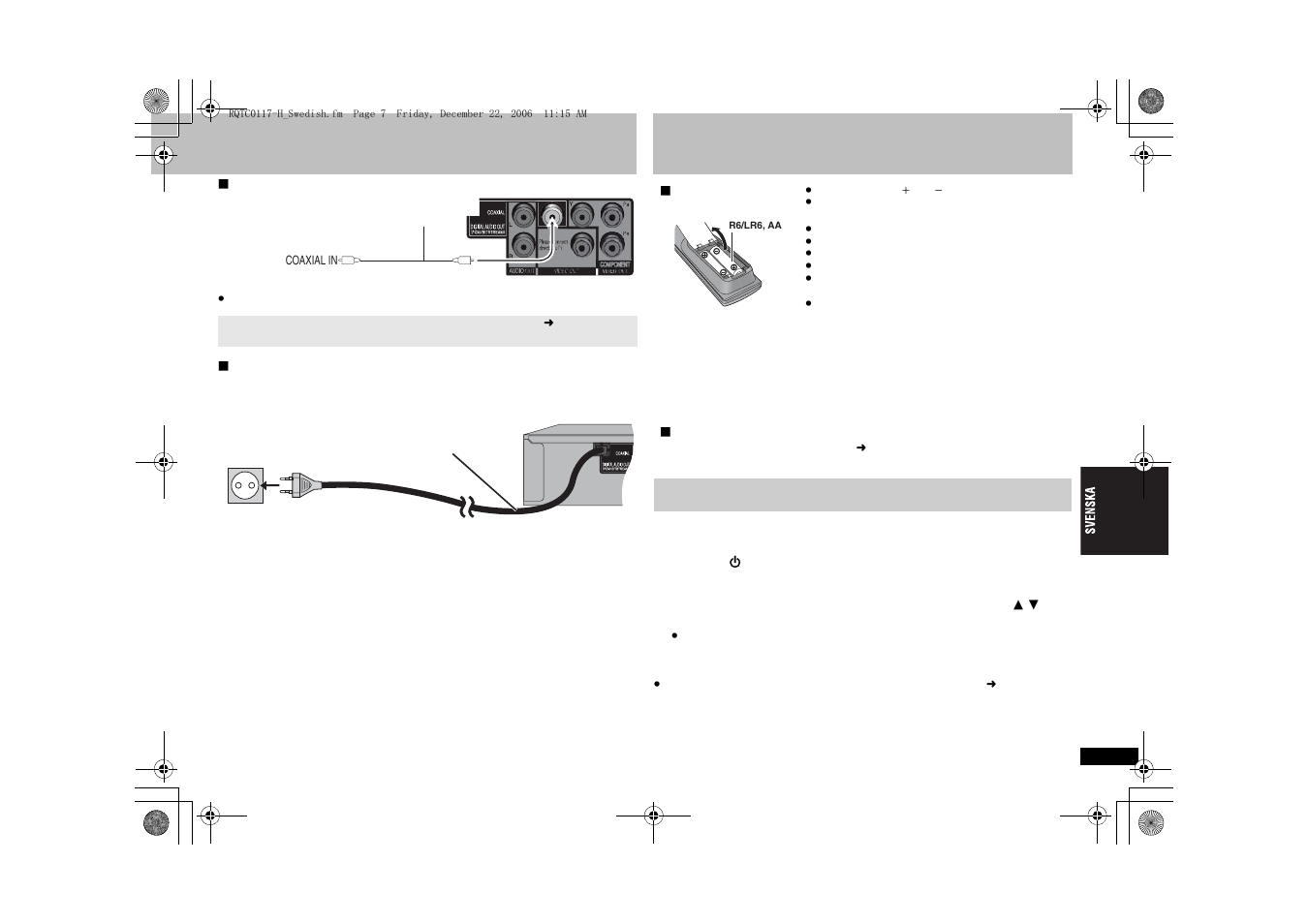 Steg 2, Steg 3, Fjärrkontrollen | Snabbinställning | Panasonic DVDS33 User Manual | Page 55 / 80