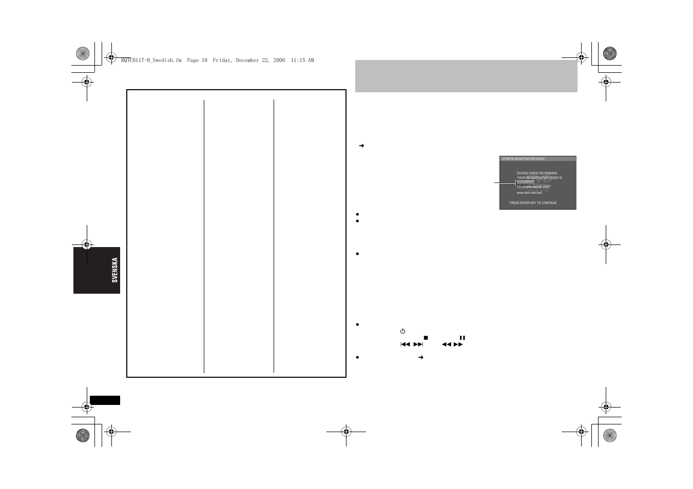 Om divx vod-innehåll | Panasonic DVDS33 User Manual | Page 66 / 80