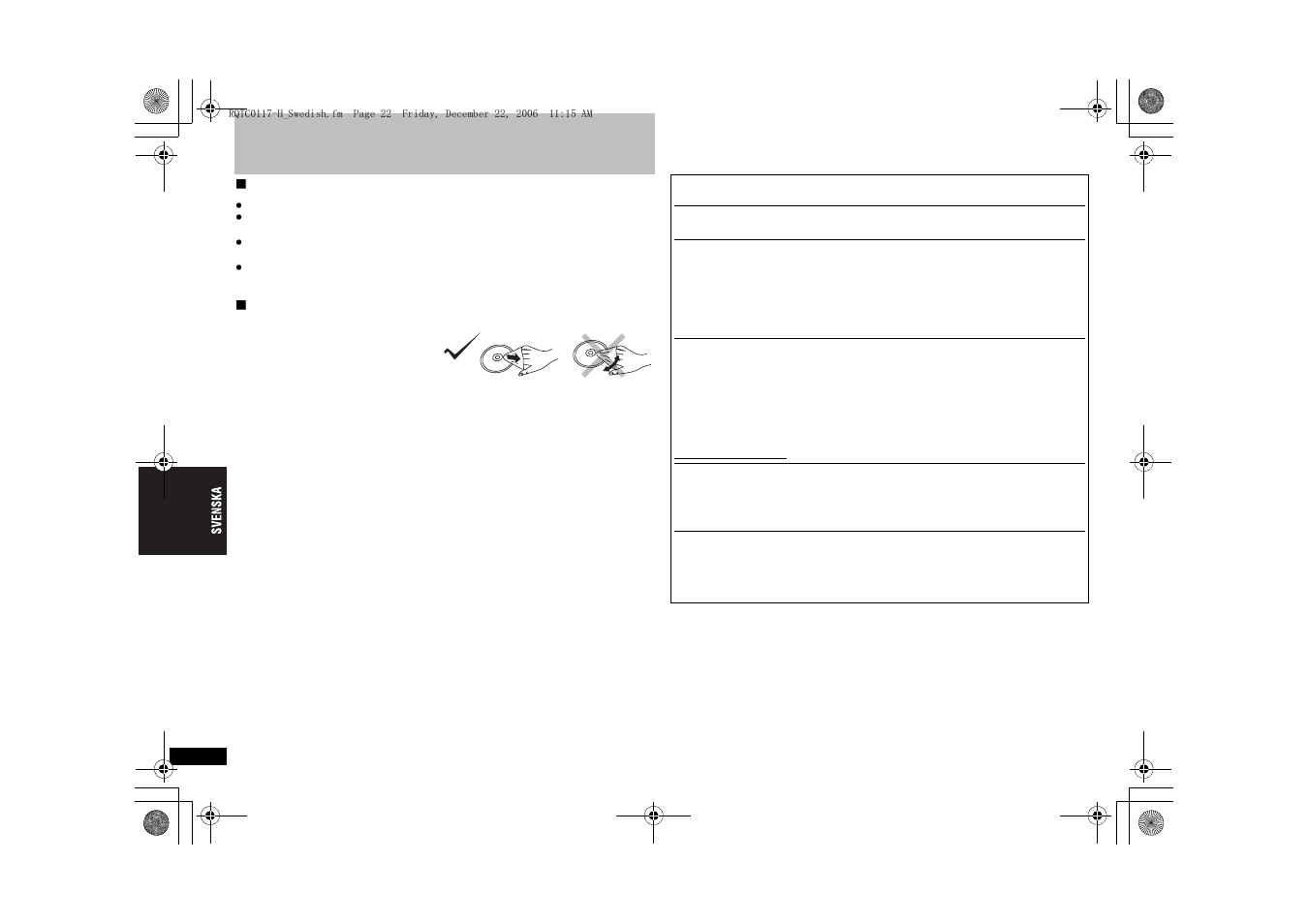 Underhåll | Panasonic DVDS33 User Manual | Page 70 / 80