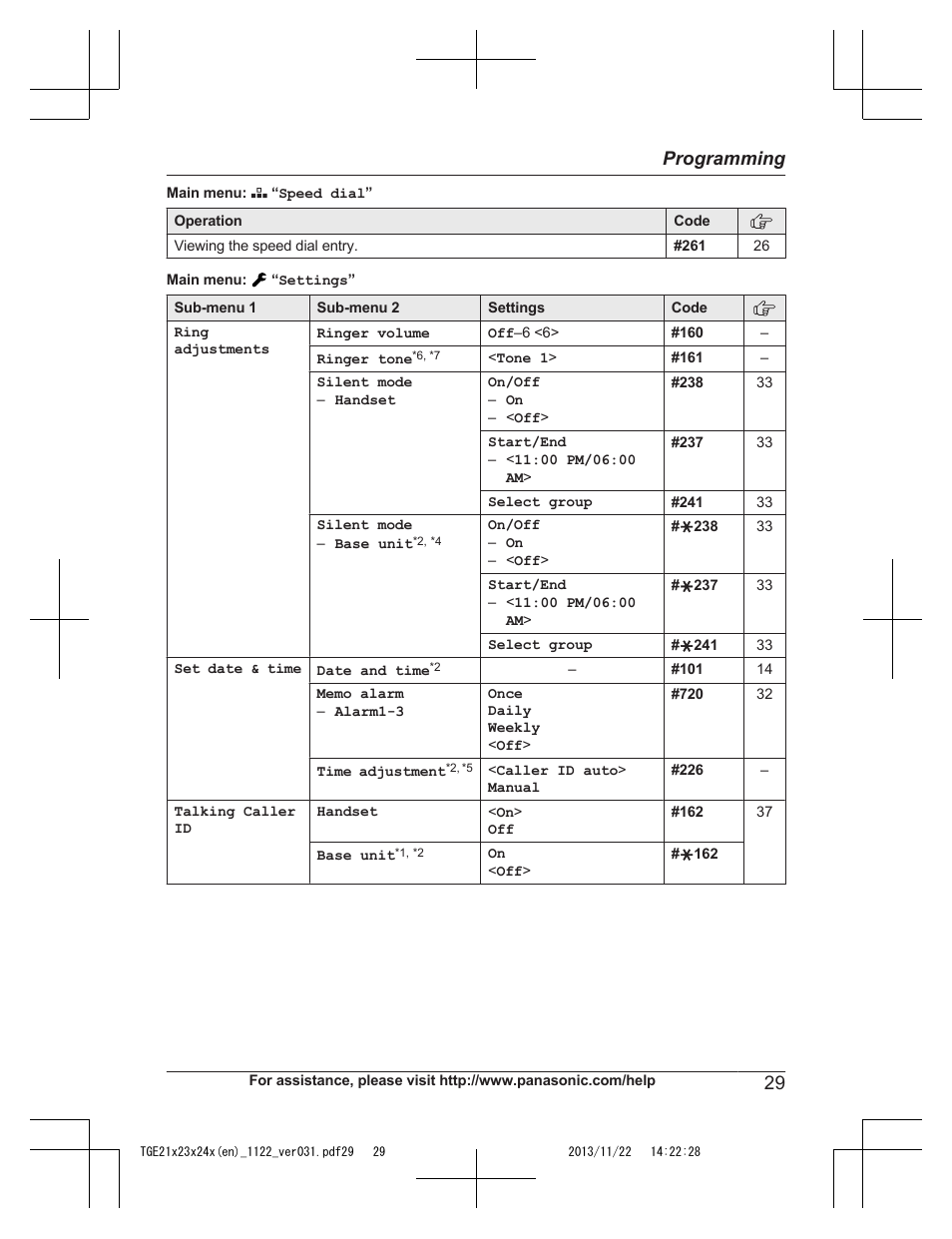 29 programming | Panasonic KXTGE240 User Manual | Page 29 / 68
