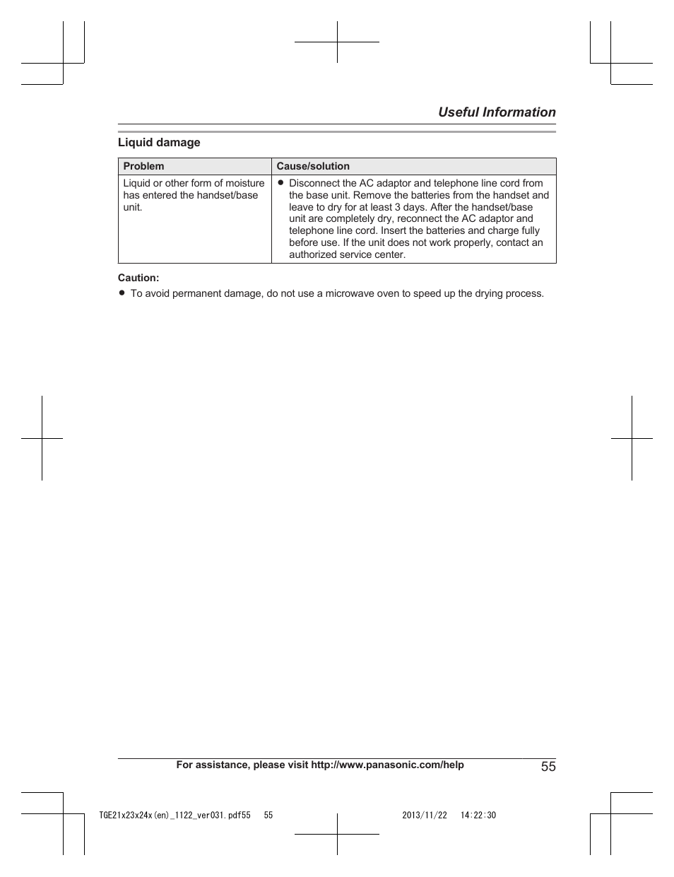 55 useful information | Panasonic KXTGE240 User Manual | Page 55 / 68