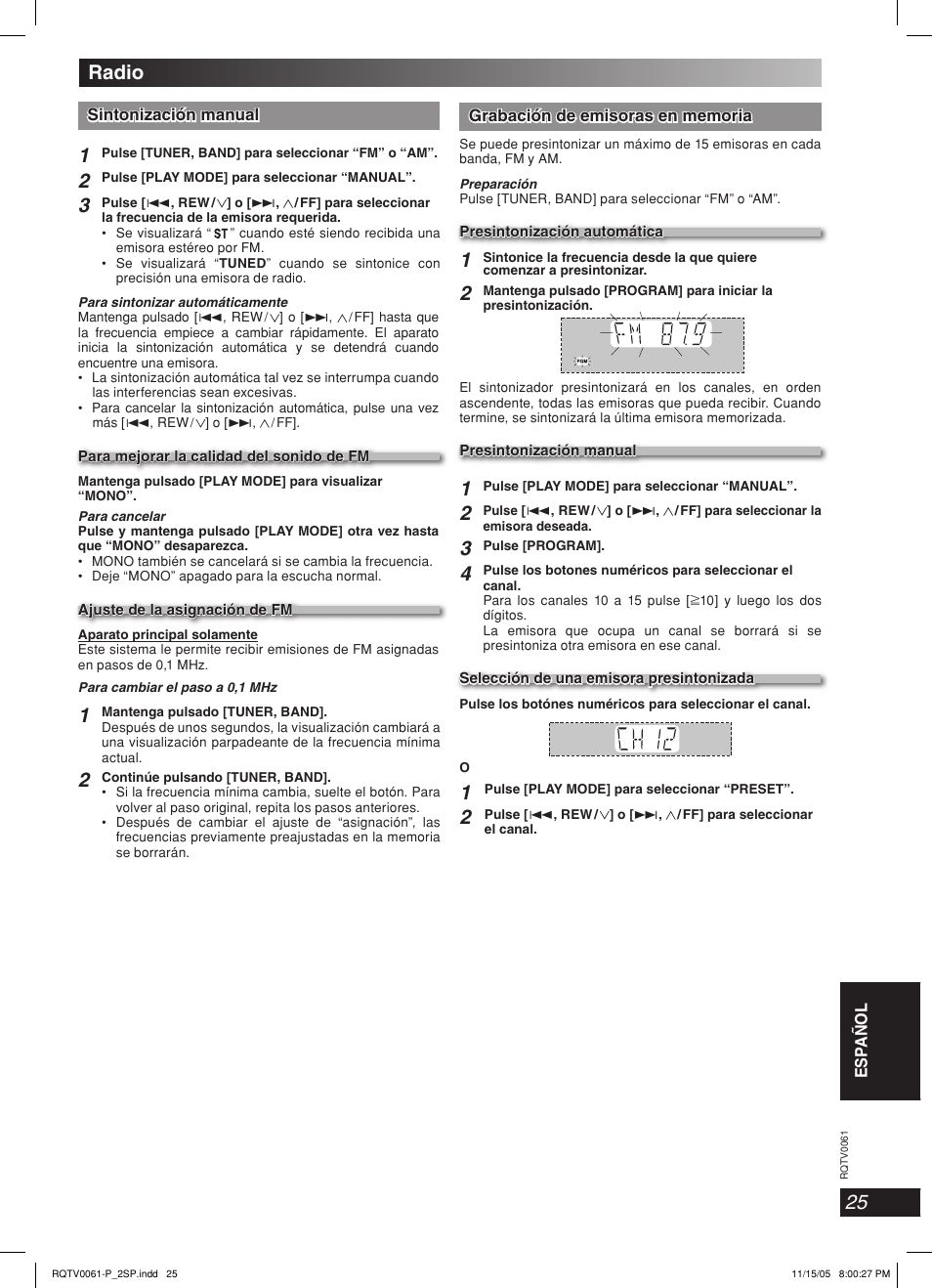 Radio | Panasonic SCAK240 User Manual | Page 25 / 28