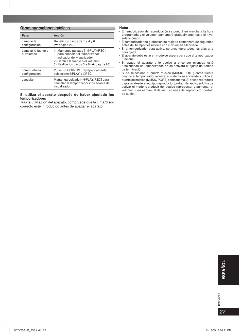 Esp añol lang - 4, Dansk engli s h | Panasonic SCAK240 User Manual | Page 27 / 28