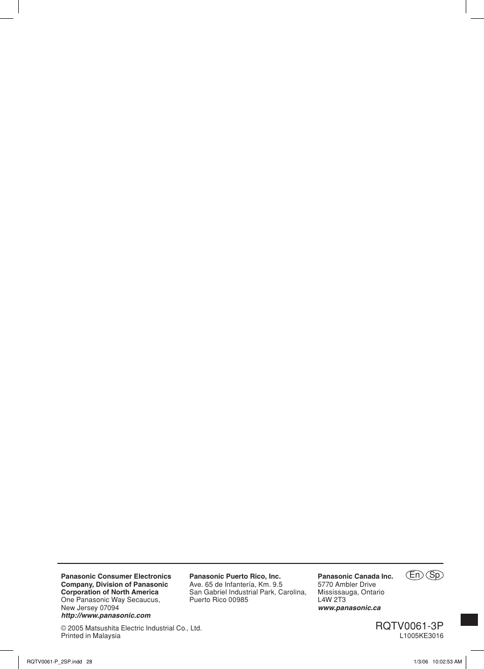 Panasonic SCAK240 User Manual | Page 28 / 28