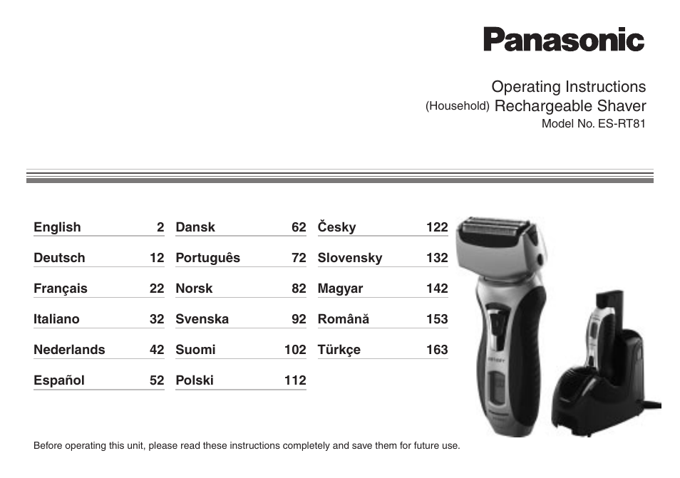 Panasonic ESRT81 User Manual | 184 pages