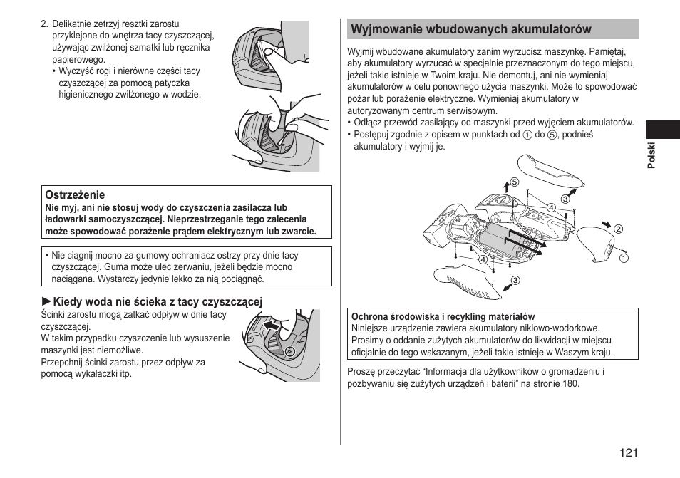 Wyjmowanie wbudowanych akumulatorów | Panasonic ESRT81 User Manual | Page 121 / 184