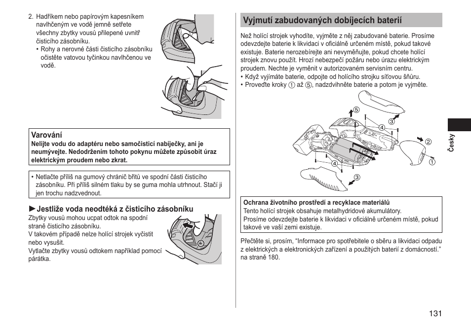 Vyjmutí zabudovaných dobíjecích baterií | Panasonic ESRT81 User Manual | Page 131 / 184