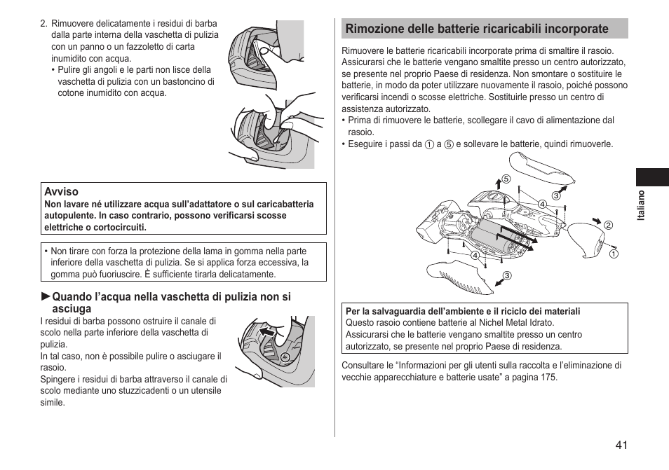 Rimozione delle batterie ricaricabili incorporate | Panasonic ESRT81 User Manual | Page 41 / 184