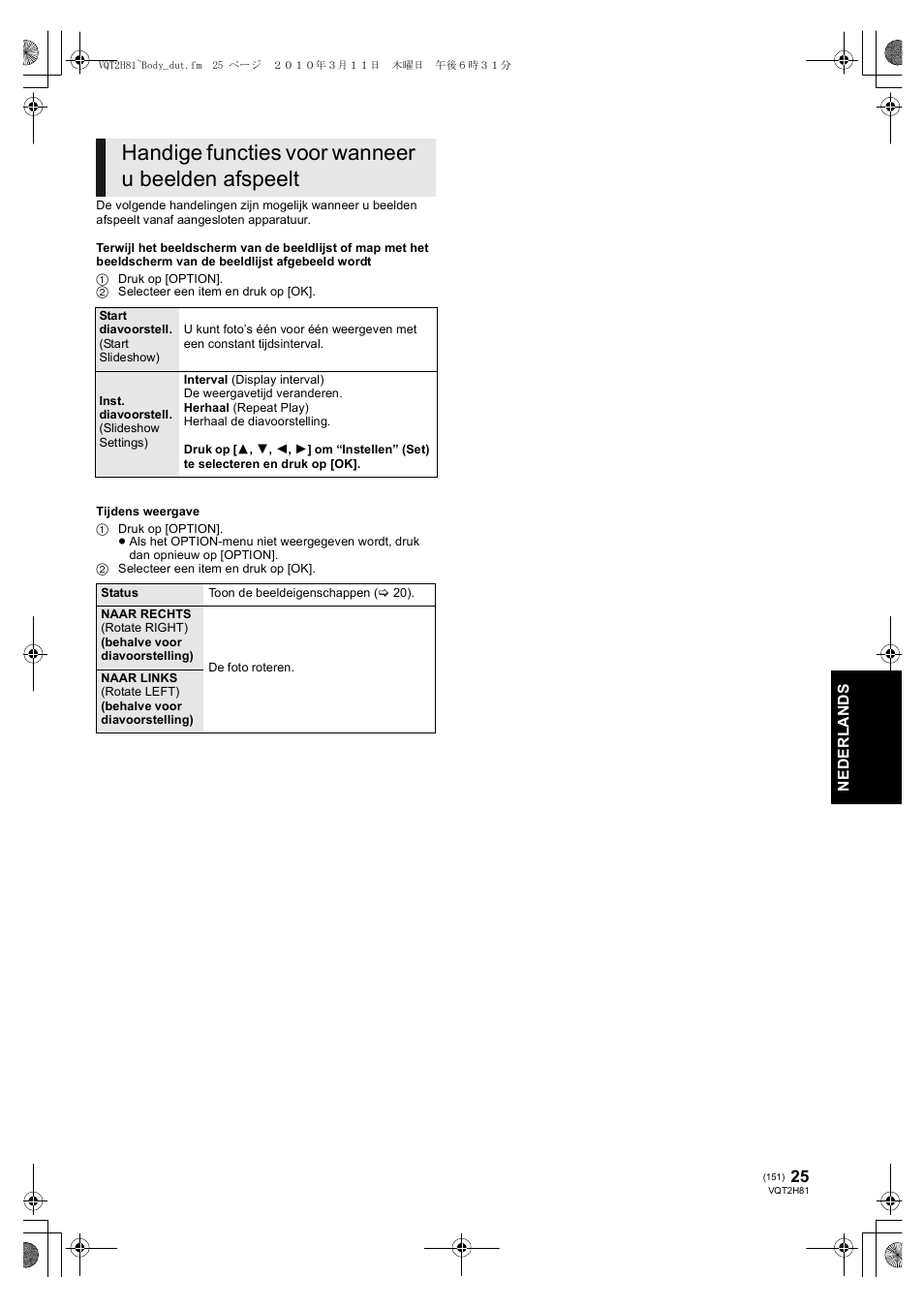 Handige functies voor wanneer u beelden afspeelt | Panasonic DMPBD85 User Manual | Page 151 / 228