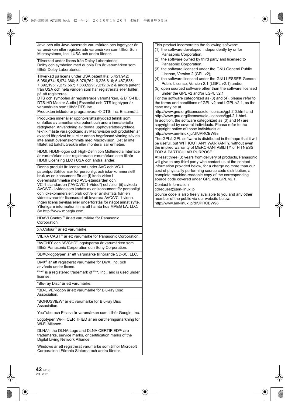 Panasonic DMPBD85 User Manual | Page 210 / 228