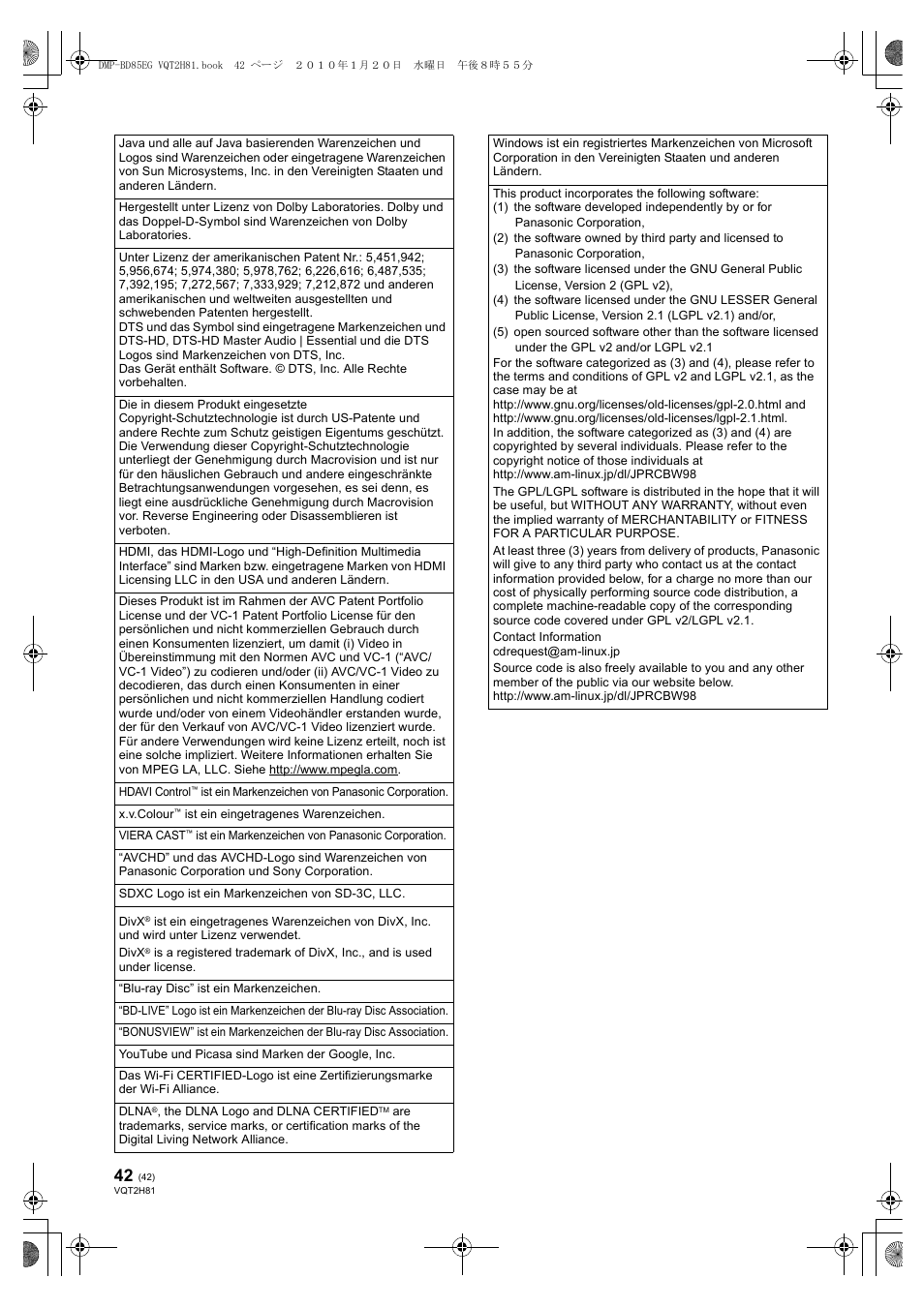 Panasonic DMPBD85 User Manual | Page 42 / 228