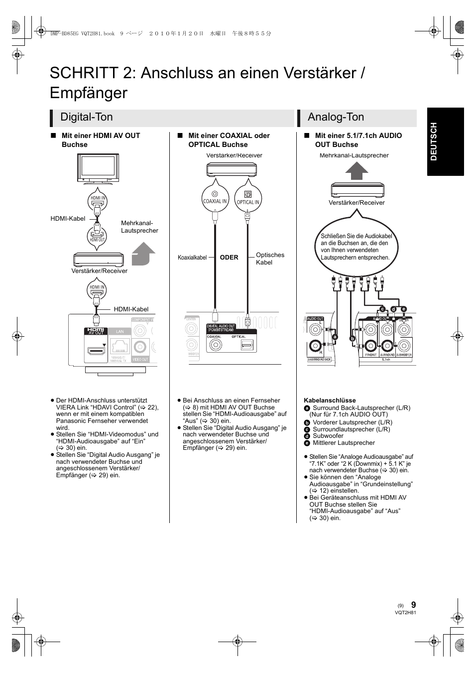 Digital-ton analog-ton | Panasonic DMPBD85 User Manual | Page 9 / 228