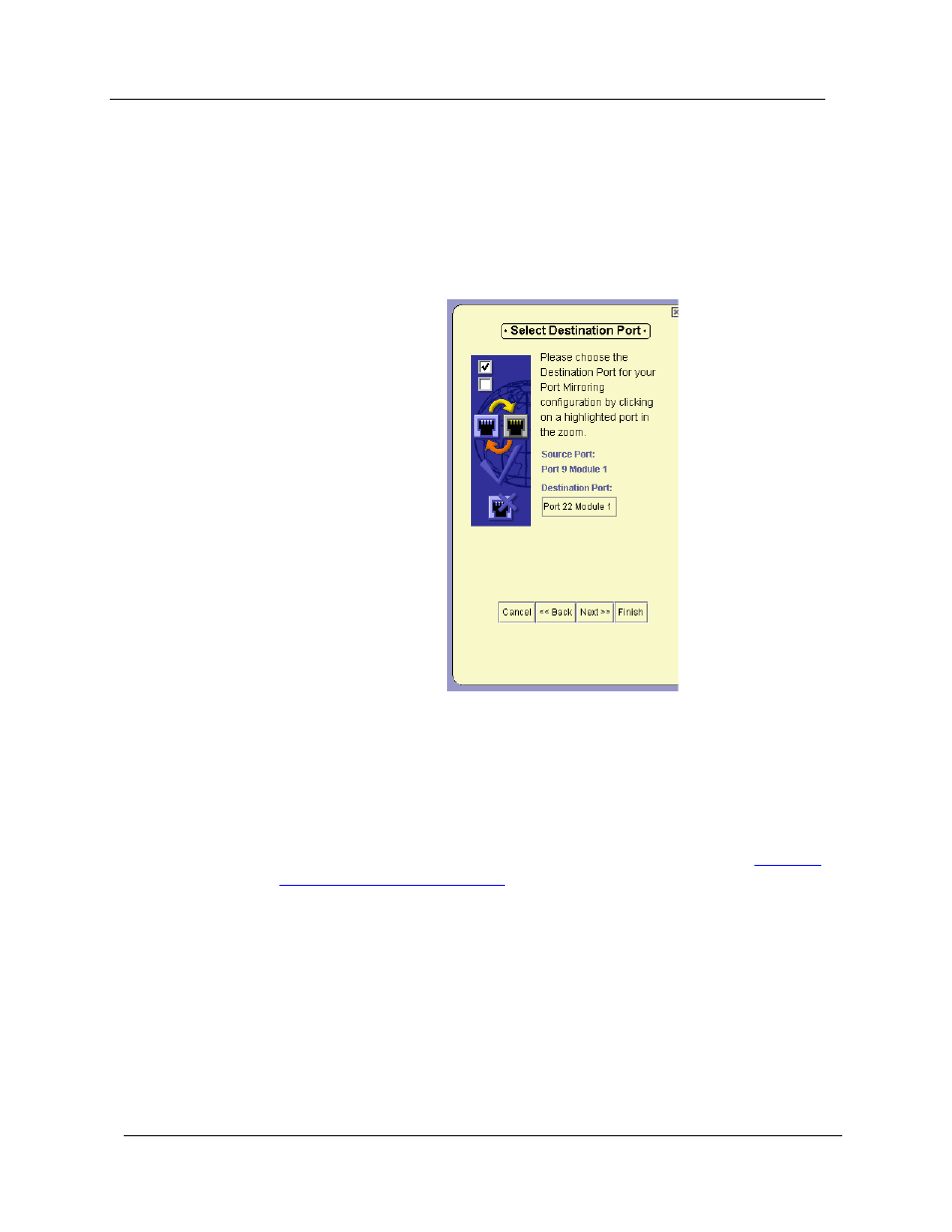 Destination port selection screen | Avaya SMON C360 User Manual | Page 190 / 286
