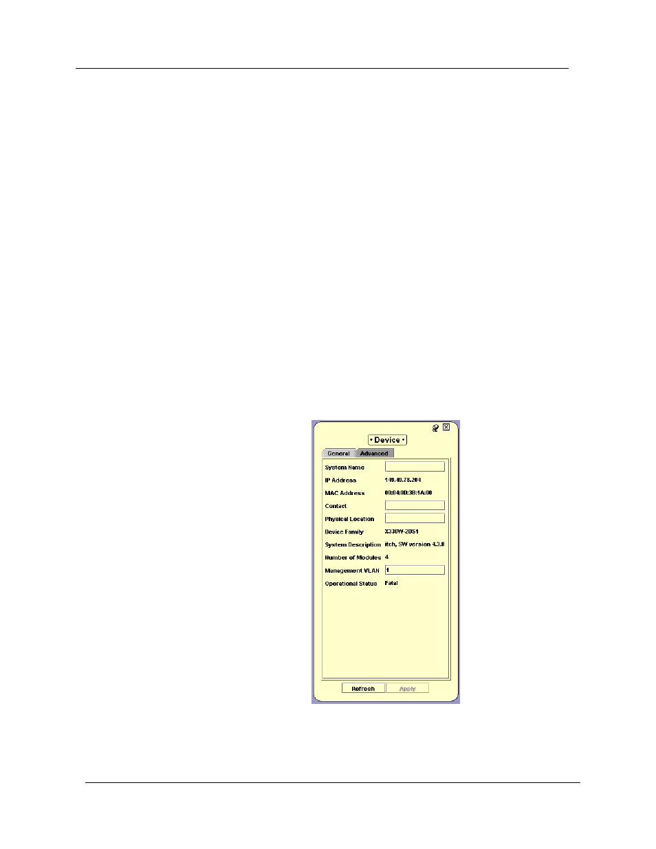 Viewing device information, Device information - general tab | Avaya SMON C360 User Manual | Page 34 / 286